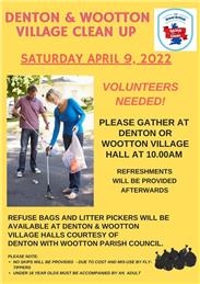 LITTER PICK 9th APRIL Meet at DENTON VH AND AT WOOTTON VH